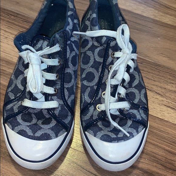 women’s Navy blue and white coach sneakers - Picture 2 of 4